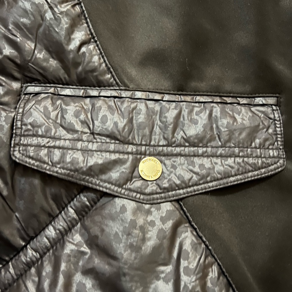 Michael Kors Womens Down Puffer Coat, Black w/leopard Print Size 2XL RN 79675 - Picture 8 of 15